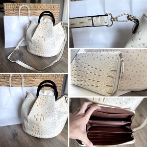 Vegan Peacock/NWOT/Convertible Bucket Handbag/Neutral/Matching Wallet included